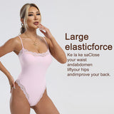 Women's Double-Layer Lace-Edge Sleeveless Shaper Bodysuit Top