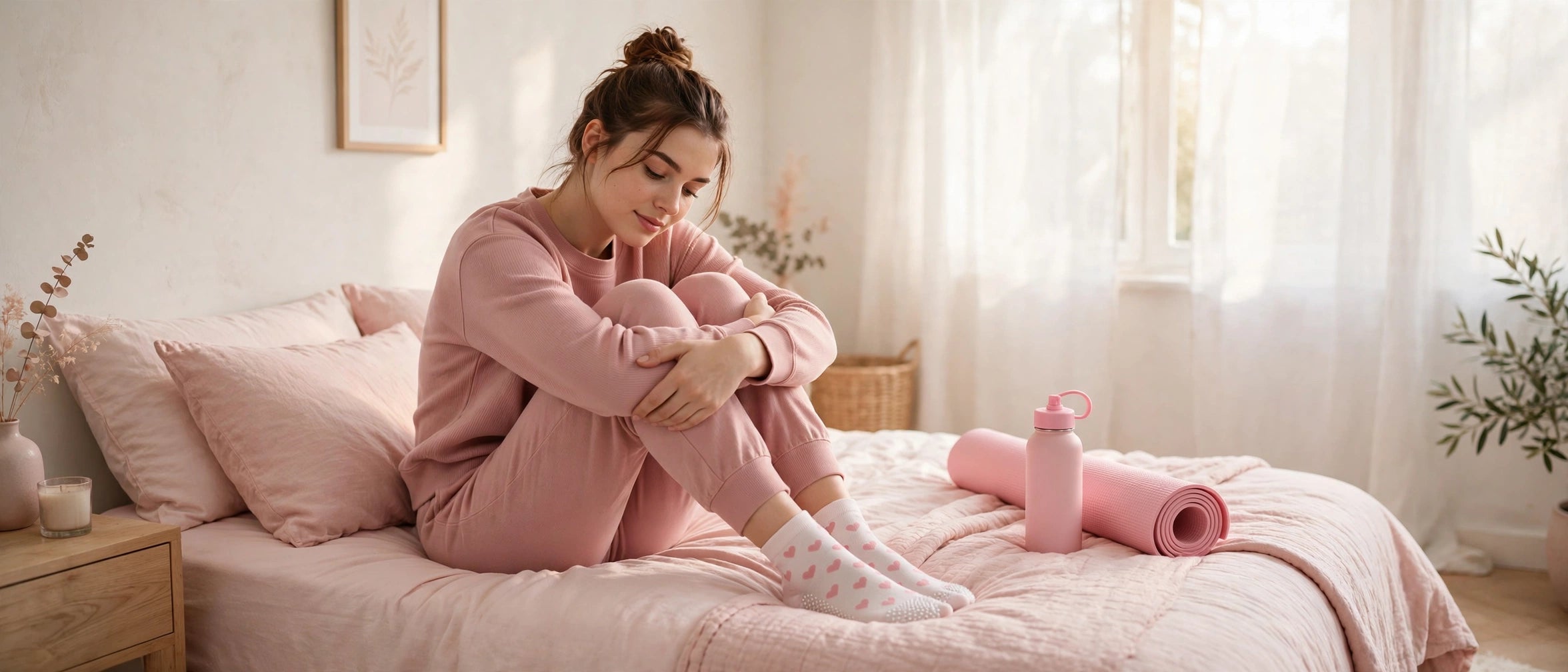 Woman moving with confidence in NOEILI non-slip socks