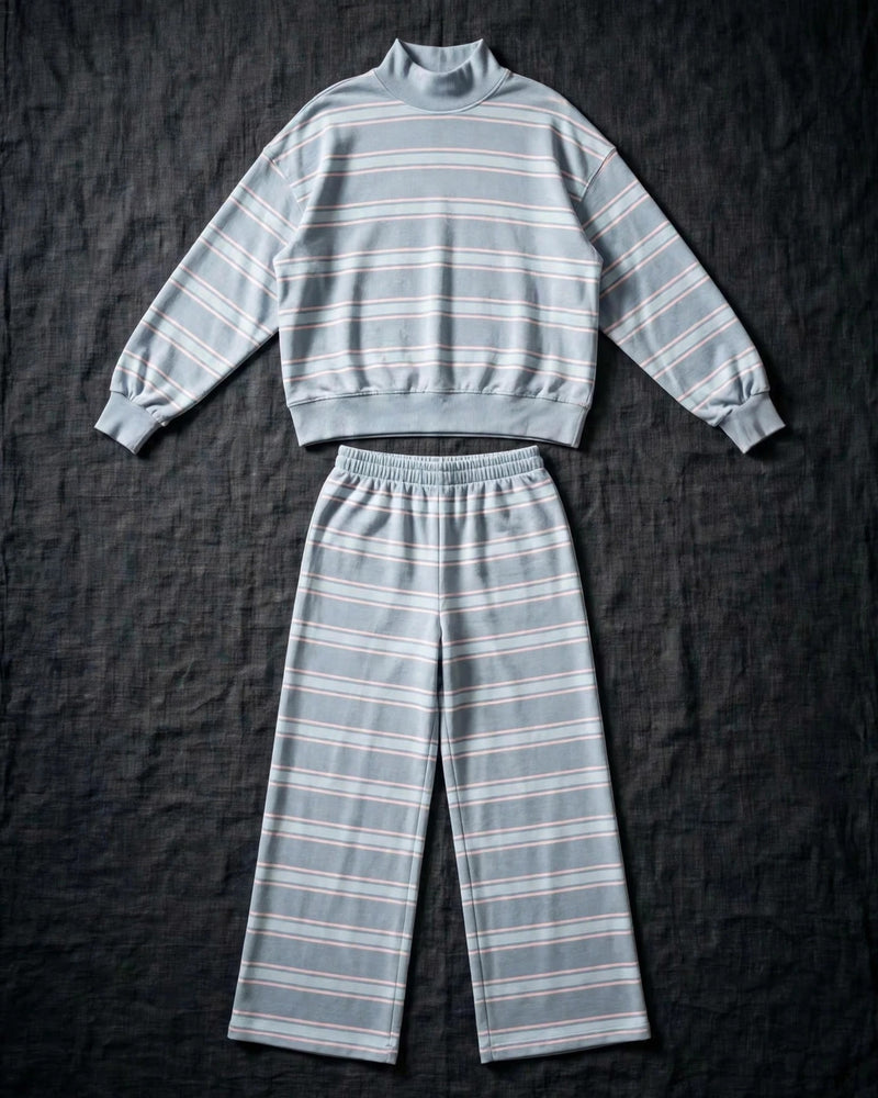 Women's Striped Tracksuit Two-Piece Set Long Sleeve Casual Pants Suit