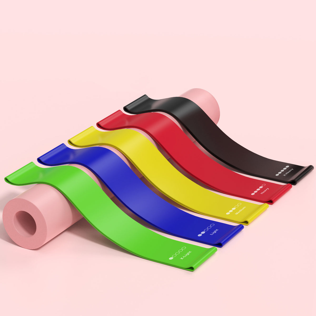 Pink Resistance Bands Set - 5 Pieces