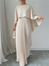 Elegant Bat-Sleeve Asymmetrical Dress