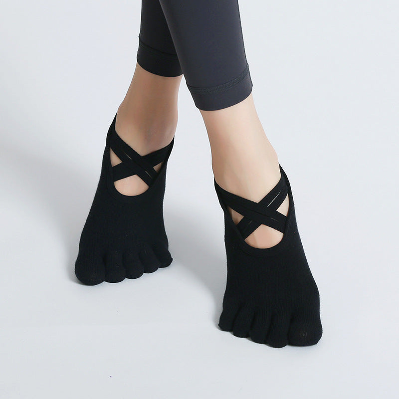 Backless Yoga Socks – Five Toes Striped