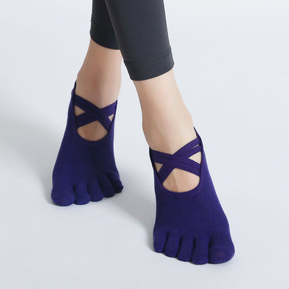 Backless Yoga Socks – Five Toes Striped
