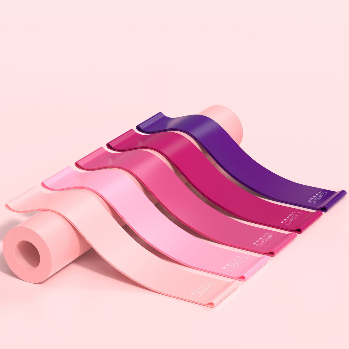 Pink Resistance Bands Set - 5 Pieces