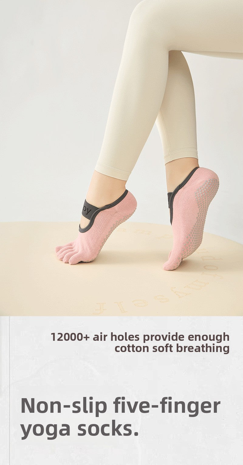 YOGALUZ Backless Yoga Socks – Open-Toe Five-Finger Non-Slip Grip Socks