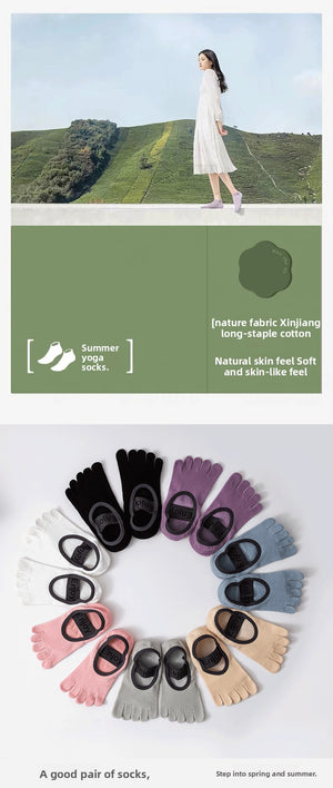 YOGALUZ Backless Yoga Socks – Open-Toe Five-Finger Non-Slip Grip Socks
