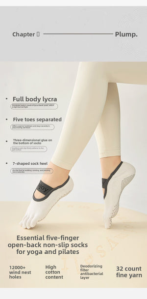YOGALUZ Backless Yoga Socks – Open-Toe Five-Finger Non-Slip Grip Socks