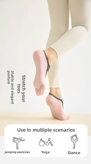 YOGALUZ Backless Yoga Socks – Open-Toe Five-Finger Non-Slip Grip Socks
