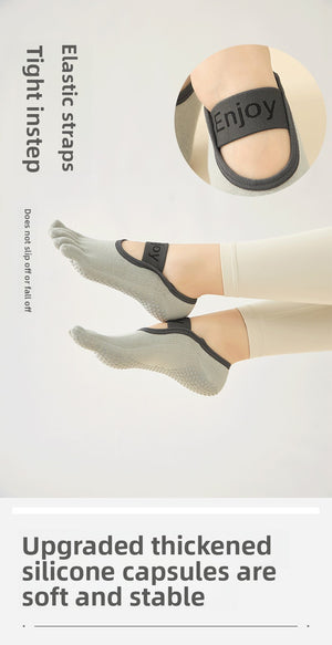 YOGALUZ Backless Yoga Socks – Open-Toe Five-Finger Non-Slip Grip Socks