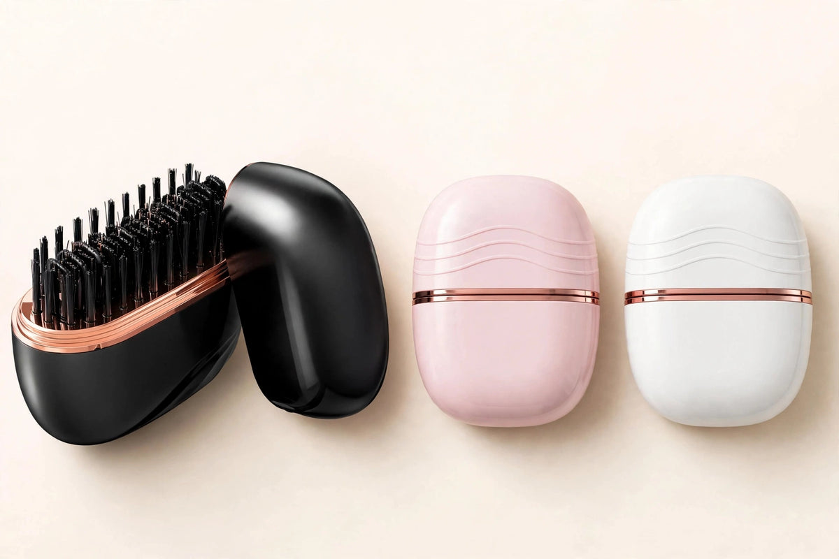 NOEILI cordless styling brush in black, pink and white