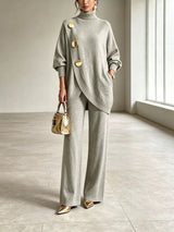Womens High Neck Knit Two Piece Set