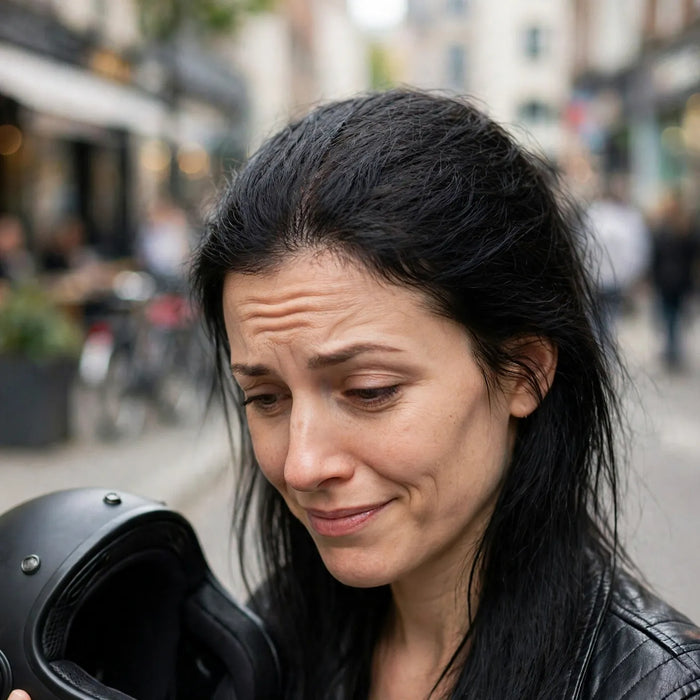 Hair flattened after wearing a helmet