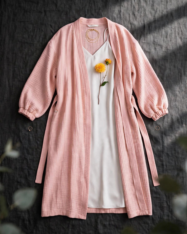 Women's Pure Cotton Double-Layer Gauze Long Bathrobe